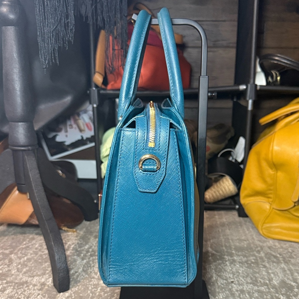 MCM Structured Saffiano Leather Satchel with Crossbody Strap - Picture 6 of 14